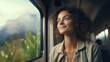 © basketman23 - Woman on a video call while enjoying the view from a train journey