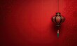 © Fathor - Red lantern hanging high, in the red simple Chinese pattern background, simple and beautiful generative AI