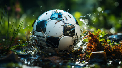 Wall Mural - soccer ball on the grass