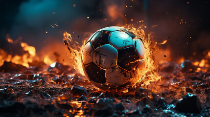 Sticker - soccer ball in fire