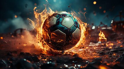 Poster - soccer ball in fire