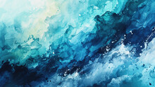 Abstract Watercolor Background With A Combination Of Navy Blue And Sea Green