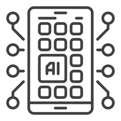 Poster - AI App on Smartphone Screen vector Artificial Intelligence linear icon or symbol
