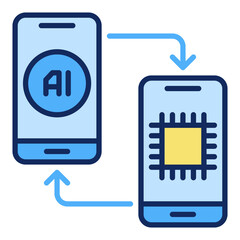 Poster - A pair of AI Smartphones vector Artificial Intelligence in Phones colored icon or logo element