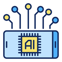 Poster - Artificial Intelligence Smartphone with AI Technology vector colored icon or design element
