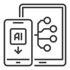 Poster - AI Smartphone with Tablet vector Artificial Intelligence outline icon or symbol