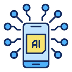 Poster - AI Smart Phone Device vector colored modern icon or sign