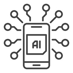 Poster - Artificial Intelligence Smart Phone vector AI Phone icon or symbol in outline style