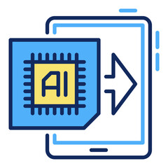 Poster - Artificial Intelligence in Tablet vector AI colored icon or sign
