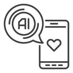 Poster - Smart Phone with Artificial Intelligence vector AI icon or sign in thin line style