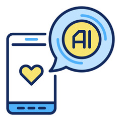 Poster - Smart Phone with Artificial Intelligence Speech Bubble vector AI colored icon or symbol