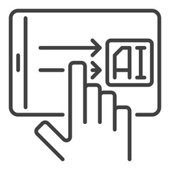 Poster - tablet with ai vector artificial intelligence thin line icon or symbol