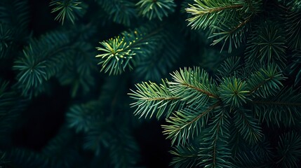  Photo of bright green pine needles set against dark shade