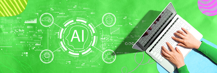 Aufkleber - ai concept with person using a laptop computer