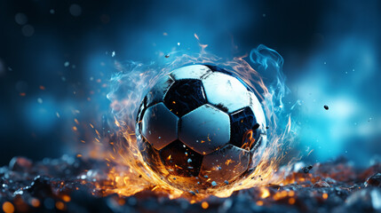 Canvas Print - soccer ball on fire