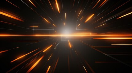 Poster - minimal orange lines abstract futuristic tech banner