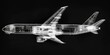 a transparent passenger Airplane Under X-ray