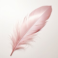 Wall Mural - A pink feather on a white background. Generative AI.