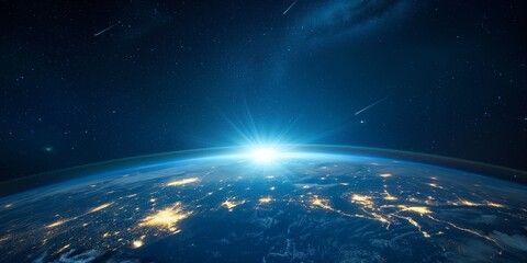 Wall Mural - night city lights from space