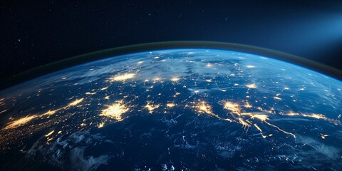 Wall Mural - night city lights from space