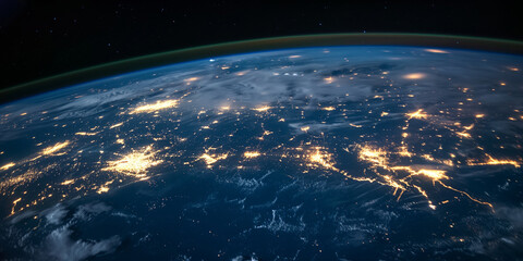 Wall Mural - night city lights from space