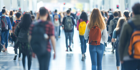 Sticker - Students walking to class in a university