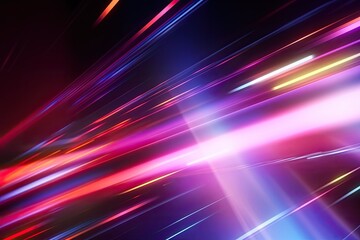 Modern abstract high speed light effect. Technology futuristic dynamic motion. Glow of bright lines of transport vehicle drive on road highway.