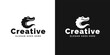 Black and White Logos Featuring Stylized Alligator and Creative Text for Brand Identity