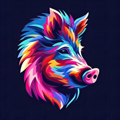 Naklejka na meble Boar Animal Logo Design Multicolor Figure Generative AI