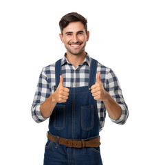 Wall Mural - Male farmer smiling happily on PNG transparent background.