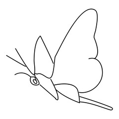 Butterfly continuous one line drawing element isolated on white background and single line art outline vector illustration



