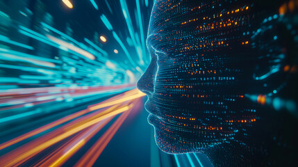 Digital Mind: The Intersection of Human Intelligence and Artificial Intelligence. AI Generative.