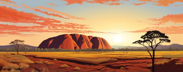 Uluru Ayers rock before sunset at Australia. Generative ai