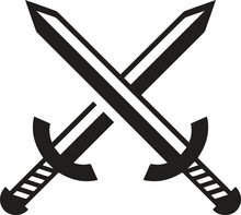 Crossed Swords Icon, Heraldic Weapon Sign Sword Logo Icon Vector Illustration Design