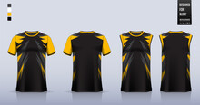 T-shirt Sport, Soccer Jersey, Football Kit, Basketball Uniform, Tank Top And Running Singlet Mockup. Fabric Pattern Design. 