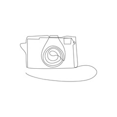 Camera continuous one line drawing  outline vector illustration