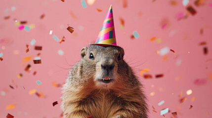 Greeting Card and Banner For Groundhog Day Background Design