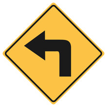 Black And Yellow Turn Left Or Turn Right Sign