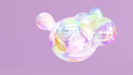 Aufkleber - Metaball animation of liquid blobs morphing. 3D Abstract Colorful Metaballs Background. Bright holographic colors. seamless looping 3D animation