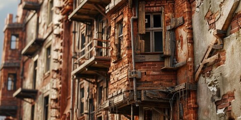 Poster - A brick building with a clock on the side. Suitable for architectural and time-related concepts