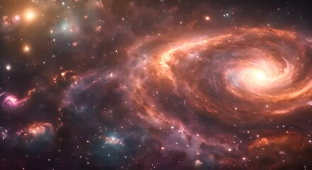 Nebula and galaxies in space.  Abstract cosmos background