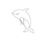 Fototapeta Dinusie - Dolphin continuous one line drawing outline vector  illustration