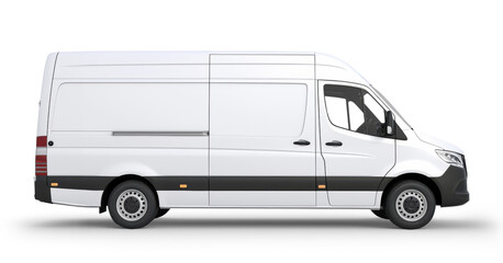 Wall Mural - White delivery van isolated from white or transparent background