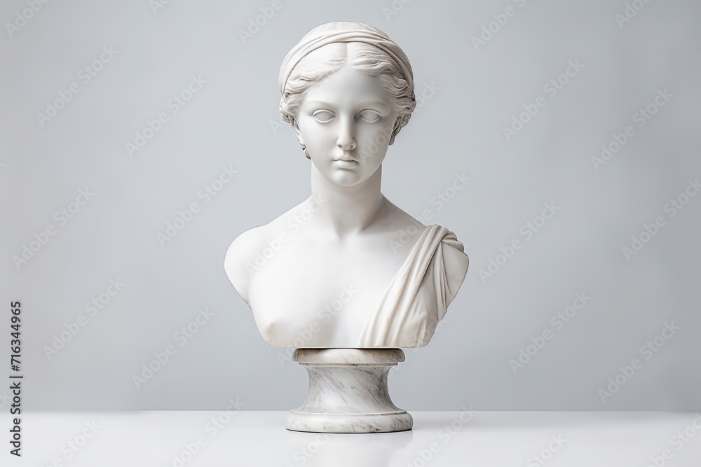 Antique Marble sculpture statue bust of an ancient Greek goddess on ...