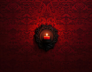 Wall Mural - Dark Decorative Retro Pattern: Vintage Design Red Art Wallpaper