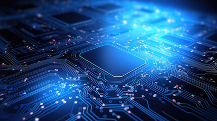 Poster - blue circuit board. illustration abstract modern futuristic, engineering, technology background. fut