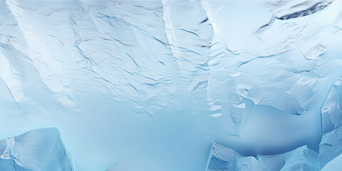 Wall Mural - blue ice texture background, The textured cold frosty surface of ice block on blue background.
