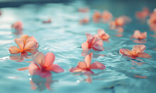 Flower Petals On A Pool Water Surface, Generative AI