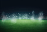 Fototapeta Sport - soccer game field with spotlight  fog
