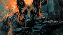 Creative 4k High Resolution Wallpaper Art Of A Dog Inspired By Game Movie With Tactical Shooter With Realistic Military Settings And Weaponry By Pastel Drawing     